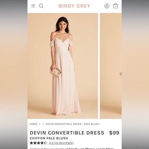 Birdy Grey devin convertible dress in pale blush